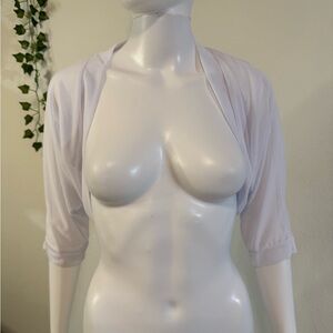 White Bolero Shrug mesh sheer NWOT